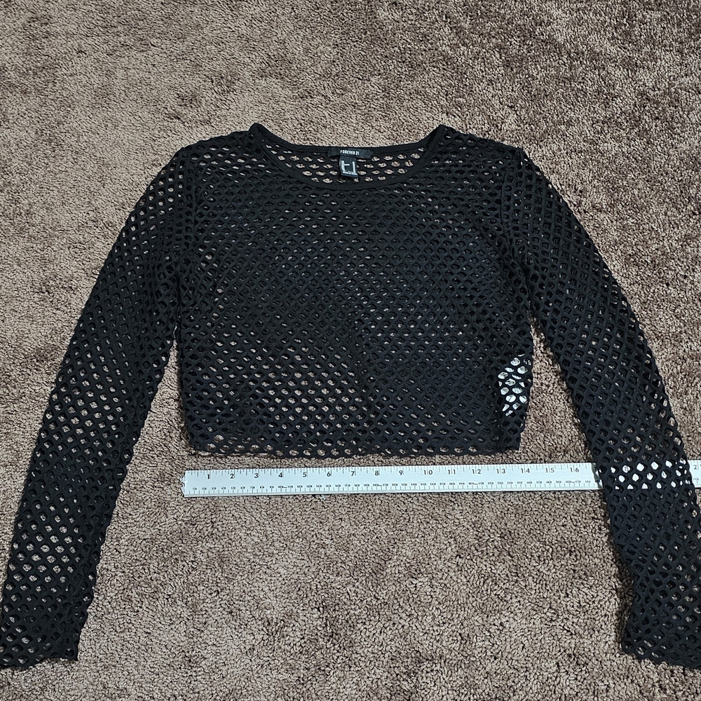 Forever 21 Black Fishnet Crop Top
